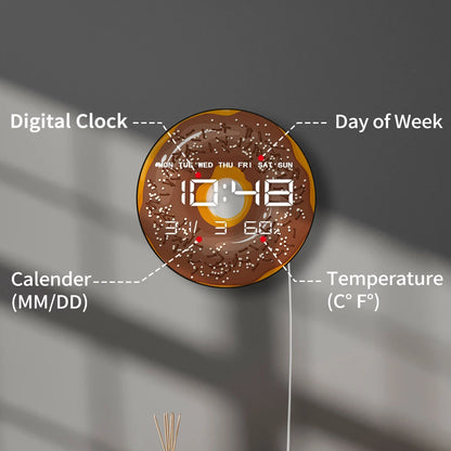 Sweet Donuts LED Digital Wall Clock for Sweet Dorm Dessert Food Art Electronic Kitchen Home Wall Clock Large Numeric Display