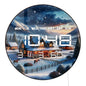 Winter Horse Pasture Landscape Snowy Farm LED Digital Wall Clock with Calendar Temperature Auto Dimming 12/24hr Electric Clock