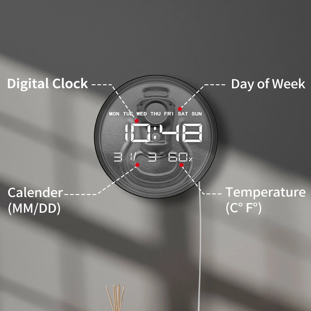 Top View Beer Can Design Large Digital Wall Clock For Home Bar Kitchen Dinning Room Beer Drinker LED Auto-Dimming Wall Clock