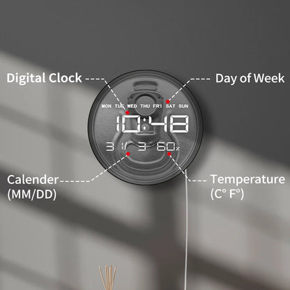Top View Beer Can Design Large Digital Wall Clock For Home Bar Kitchen Dinning Room Beer Drinker LED Auto-Dimming Wall Clock