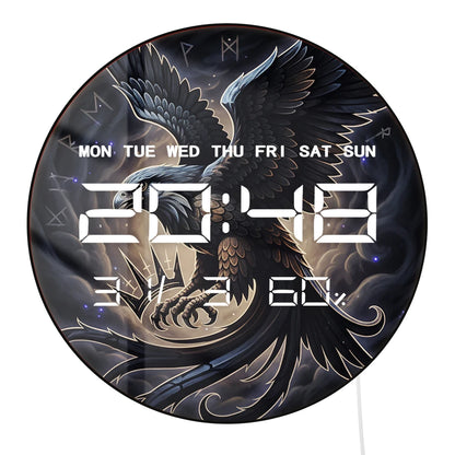 Majestic Falcon Dual Purpose Large LED Digital Clock Timer Wall Desk Use Fantasy Bird Home Decor 12/24hour Electronic Wall Clock