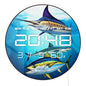 Shark Tuna Kingfish LED Digital Wall Clock with Calendar Date Temperature Atlantic Blue Marlin Art 12/24hr Electronic Wall Clock