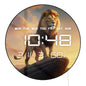 Lion on Pride Rock Large Digital Wall Clock Safari Animal Home Decor Electronic Wall Clock with Timer Date Temperature Display