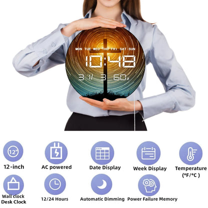 Psychedelic Outer Space LED Digital Wall Clock Large Display Galaxy Electronic Wall Clock Celestial Artwork Home Decor Watch