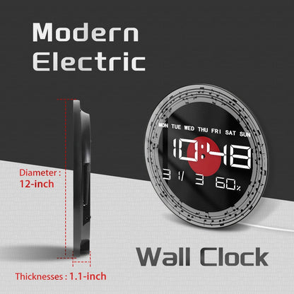 Retro Viny Record With Music Notes Electric Wall Clock Large Numeric Display Musical Home Decor LED Digital Clock Wall Desk Use