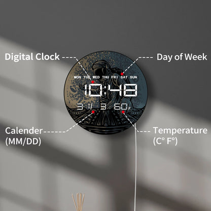 DJ Astronaut At The Moon LED Digital Print Wall Clock Funny Astronaut Music Party Cosmic Turntable Design Electronic Wall Clock