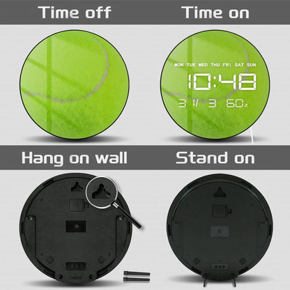 Tennis Ball Modern Design LED Digital Wall Clock For Tennis School Home Court Decorative Electric Wall Clock Tennis Lover Gift