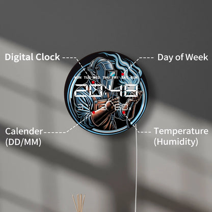 Welding LED Digital Wall Clock with Temperature Humidity Date Calendar Big Display Ironworker Electronic Wall Clock Welder Gift