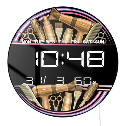 Hair Salon LED Digital Wall Clock Equipment Beauty Tool Decor Electronic Wall Clock Hair Stylist Professional Beauty Salon Clock