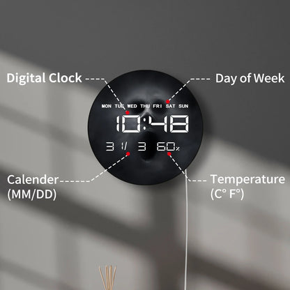 Scary Ghost on Dark LED Digital Wall Clock Halloween Home Decor Horror Artwork Dual Purpose Electronic Clock Wall & Desk Use