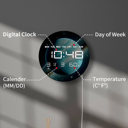 Planet Uranus LED Large Digital Wall Clock For Living Room Outer Space Solar System Artwork Home Decor Electric Wall Desk Clock