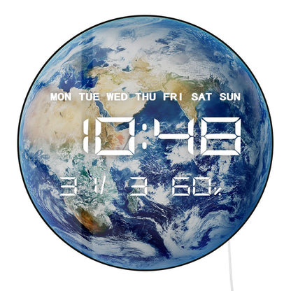 Earth World Globe LED Digital Wall Clock For Bedroom Planet From Space Blue Marble Home Decor Electric Display Desk Table Clock