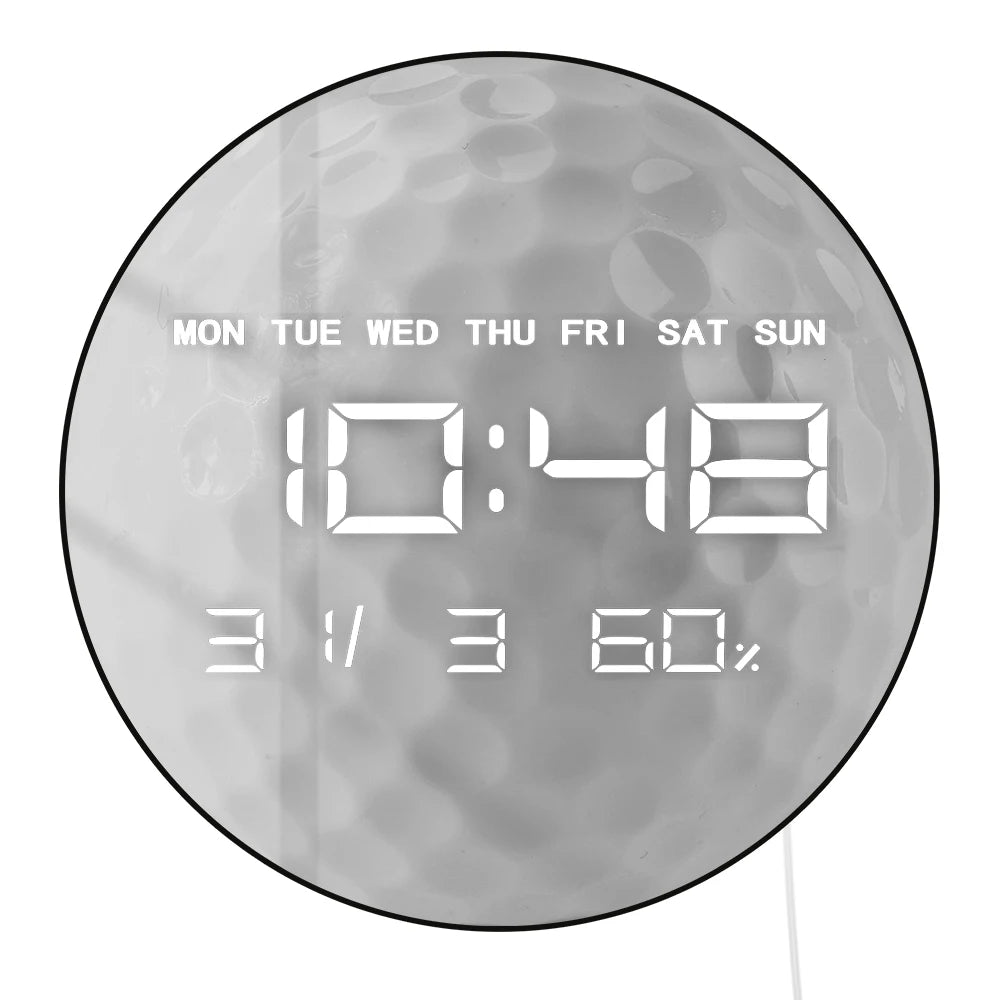 Golf Ball Electronic Wall Clock Large Numeric Display for Golf Club Golf Course Decor LED Large Digital Wall Clock Golfers Gift