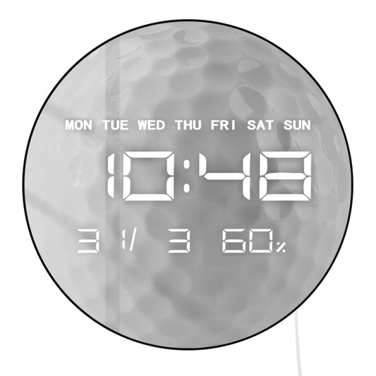 Golf Ball Electronic Wall Clock Large Numeric Display for Golf Club Golf Course Decor LED Large Digital Wall Clock Golfers Gift