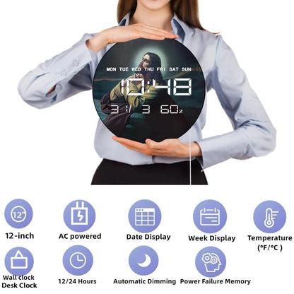 Jesus Christ in Garden of Gethsemane LED Digital Printed Wall Clock Christian Home Decor Biblical Artwork Electric Wall Clock