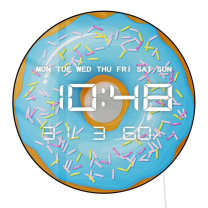 Sweet Donuts LED Digital Wall Clock for Sweet Dorm Dessert Food Art Electronic Kitchen Home Wall Clock Large Numeric Display