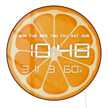 Fresh Juicy Citrus Slice LED Numeric Clock Wall Desk Use For Kitchen Dinning Room Lemon Orange Grape Lime LED Digital Wall Clock