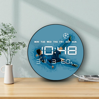 Ronaldo Overhead Goal LED Digital Wall Clock Portugal Football Legend Bicycle Kick Iconic Soccer Electronic Display Wall Clock