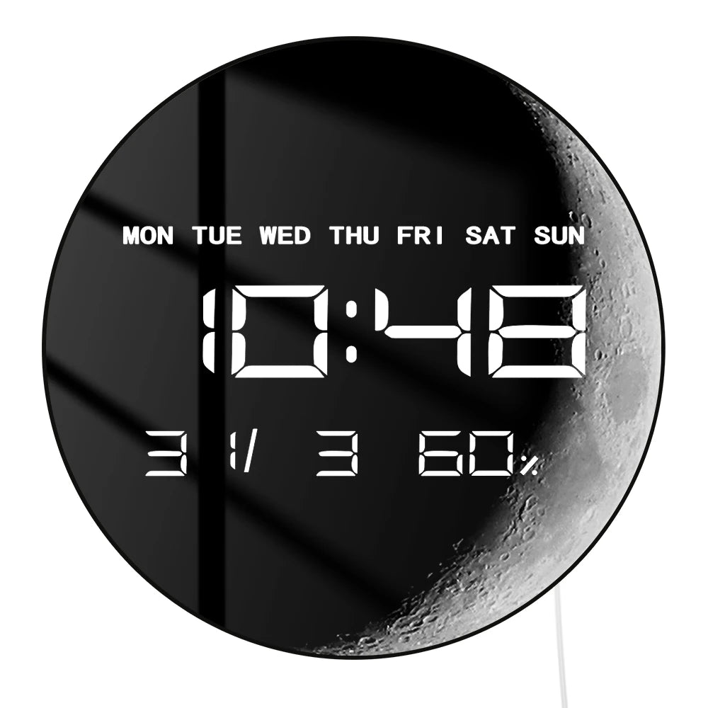 Crescent Moon Digital Wall Clock Celestial Wall Art Minimalist Moon Phase Home Decor Electronic Wall Clock Large Numeric Display