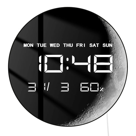 Crescent Moon Digital Wall Clock Celestial Wall Art Minimalist Moon Phase Home Decor Electronic Wall Clock Large Numeric Display