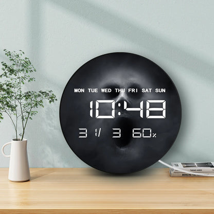 Scary Ghost on Dark LED Digital Wall Clock Halloween Home Decor Horror Artwork Dual Purpose Electronic Clock Wall & Desk Use