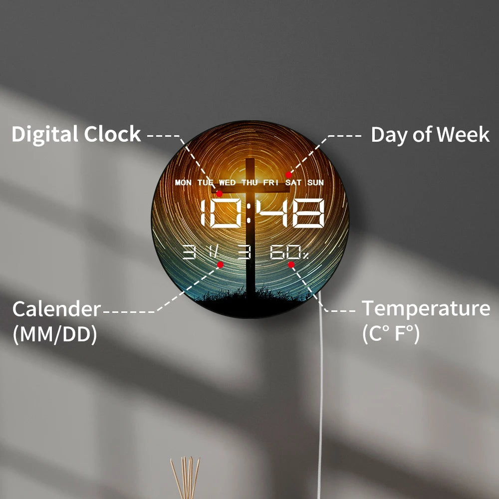 Psychedelic Outer Space LED Digital Wall Clock Large Display Galaxy Electronic Wall Clock Celestial Artwork Home Decor Watch