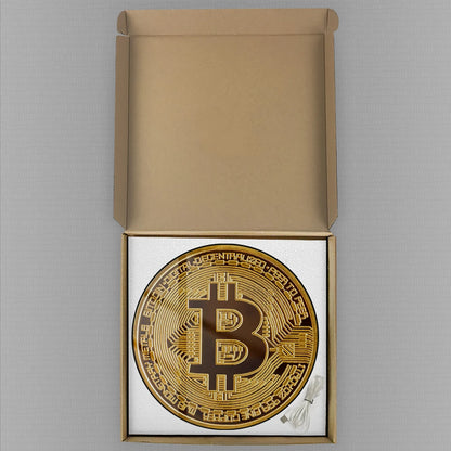 Golden Coin Bitcoin LED Digital Wall Clock For Finances Office Room Cryptocurrency BTC Symbol Art Electric Clock Wall Desk Use