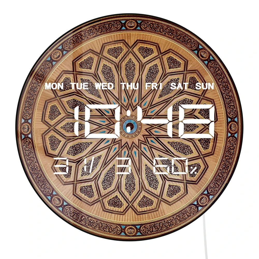 Saudi Arabia Prophet  Mosque LED Digital Wall Clock Large Display Islamic Home Decor Electronic Wall Desk Clock Eid al-Fitr Gift
