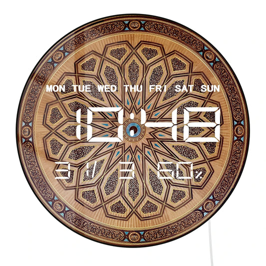 Saudi Arabia Prophet  Mosque LED Digital Wall Clock Large Display Islamic Home Decor Electronic Wall Desk Clock Eid al-Fitr Gift
