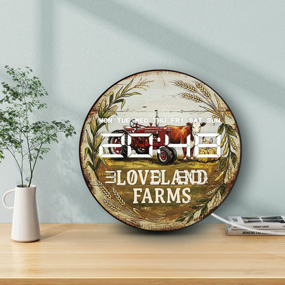Retro Red Tractor LED Digital Clock Wall Desk Use Loveland Farms Retor Home Farmhouse Decorative 12/24hour Electronic Wall Clock