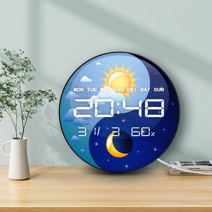 Day and Night Yin Yang Symbol12/24hour Electronic Wall Clock Spiritual Home Decor Timer Auto Brightness LED Digital Wall Clock