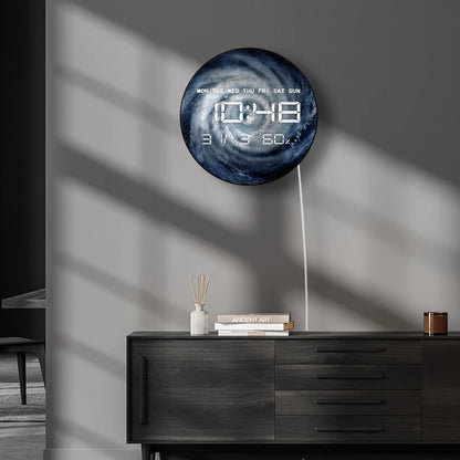 Super Typhoon Tropical Storm Cylone Hurricane Multifunctional LED Digital Wall Clock Dual Purpose Digital Clock Wall Desk Use