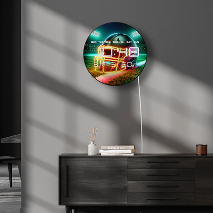 American Football Helment LED Digital Wall Clock with Temperature Humidity Calendar Date Large LED Display Electronic Wall Clock