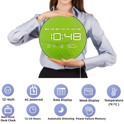 Tennis Ball Modern Design LED Digital Wall Clock For Tennis School Home Court Decorative Electric Wall Clock Tennis Lover Gift
