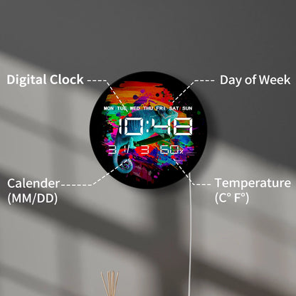 Vibrant Chameleon LED Digital Wall Clock Large Display Calendar Animal Artwork Home Decor Modern Design Electronic Wall Clock