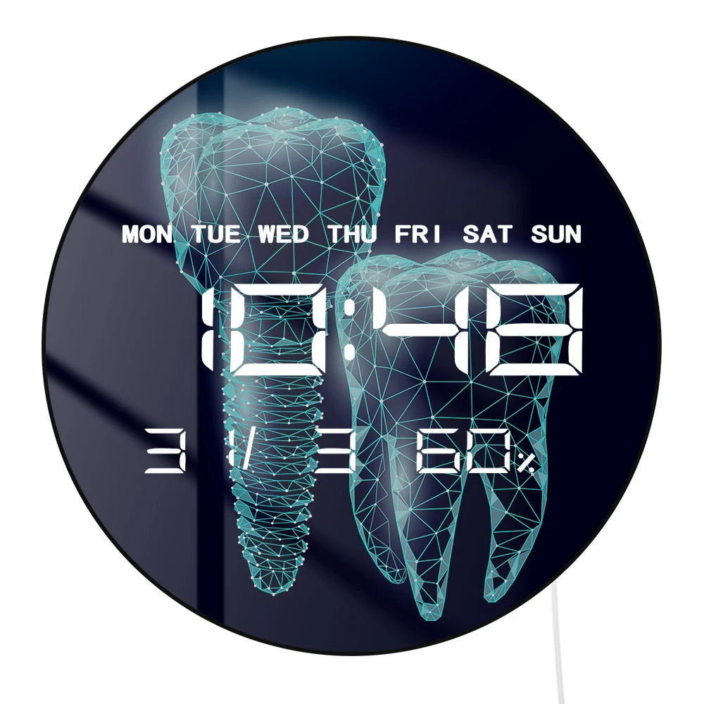 Molar Tooth Professional Dental Clinic LED Digital Wall Clock Dentistry Medical Artwork Large Number Display Electric Wall Clock