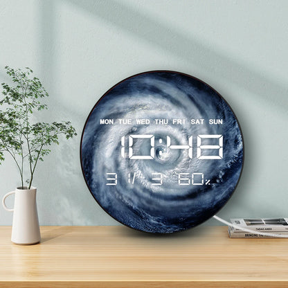 Super Typhoon Tropical Storm Cylone Hurricane Multifunctional LED Digital Wall Clock Dual Purpose Digital Clock Wall Desk Use
