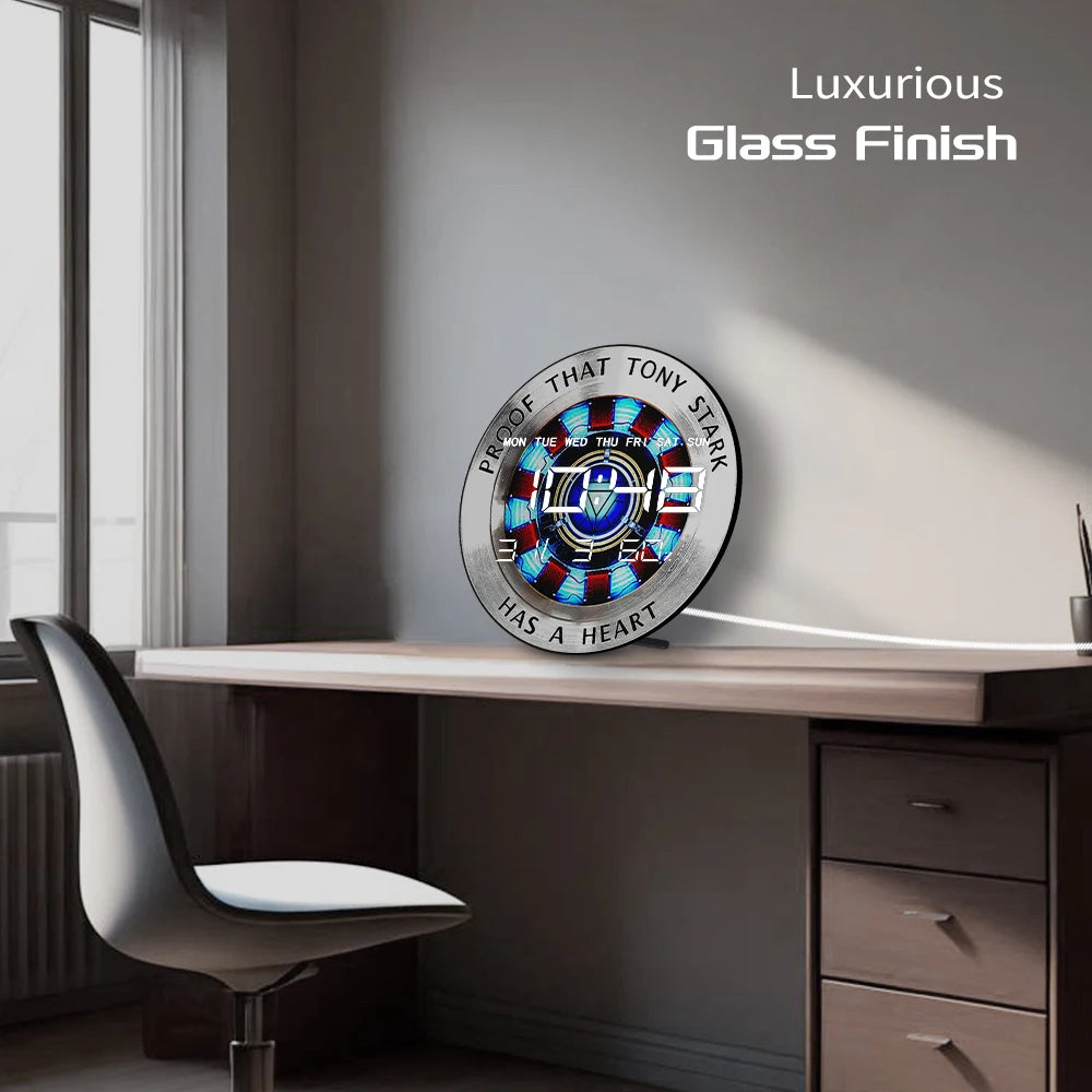 Proof That Tony Stark Has a Heart LED Digital Wall Clock For Teenage Room Superhero Arc Reactor Modern Electronic Wall Clock