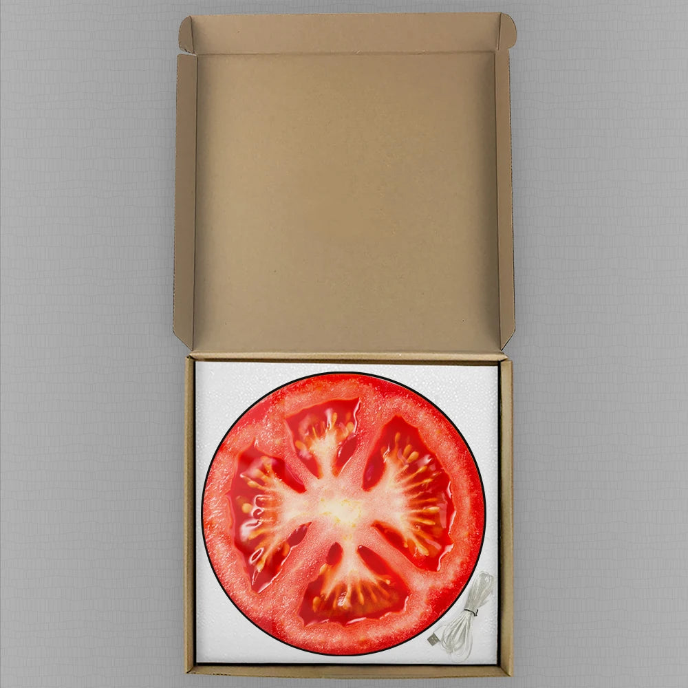 Tomato Slice Printed Kitchen Wall Clock With LED Large Numeric Display Vegetarian Foodie Art Home Decor Electronic Wall Clock