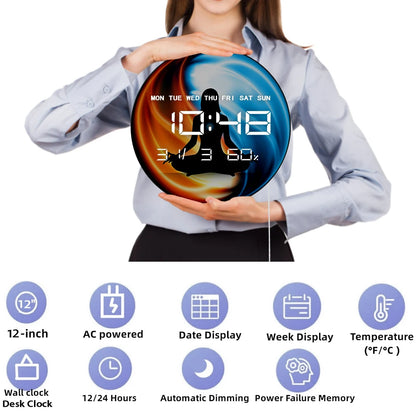 Yin Yang Meditation Symbol Modern Design LED Digital Wall Clock For Yoga Studio Harmony Tao Relaxation Electric Numeric Clock