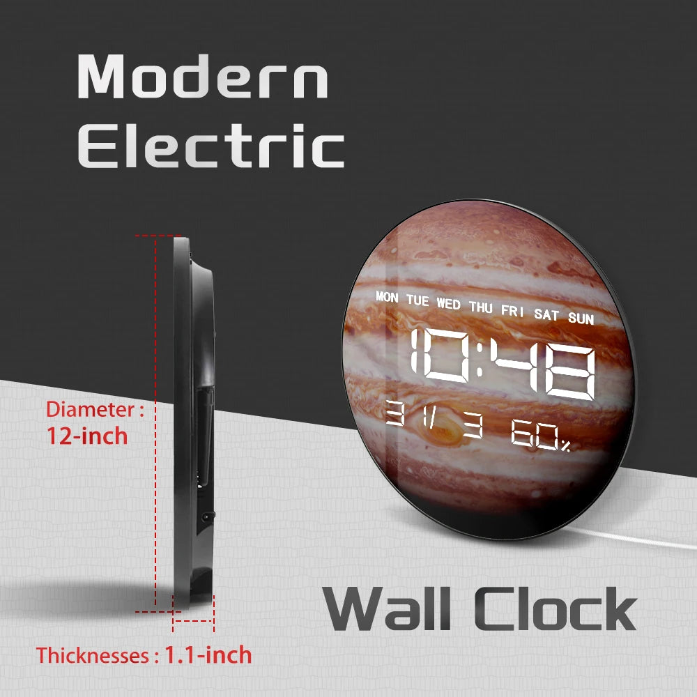 Jupiter Modern Design LED Digital Wall Clock For Living Room Bedroom Solar System Planet Wall Art Electric Large Numeric Clock