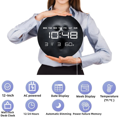 Scary Ghost on Dark LED Digital Wall Clock Halloween Home Decor Horror Artwork Dual Purpose Electronic Clock Wall & Desk Use