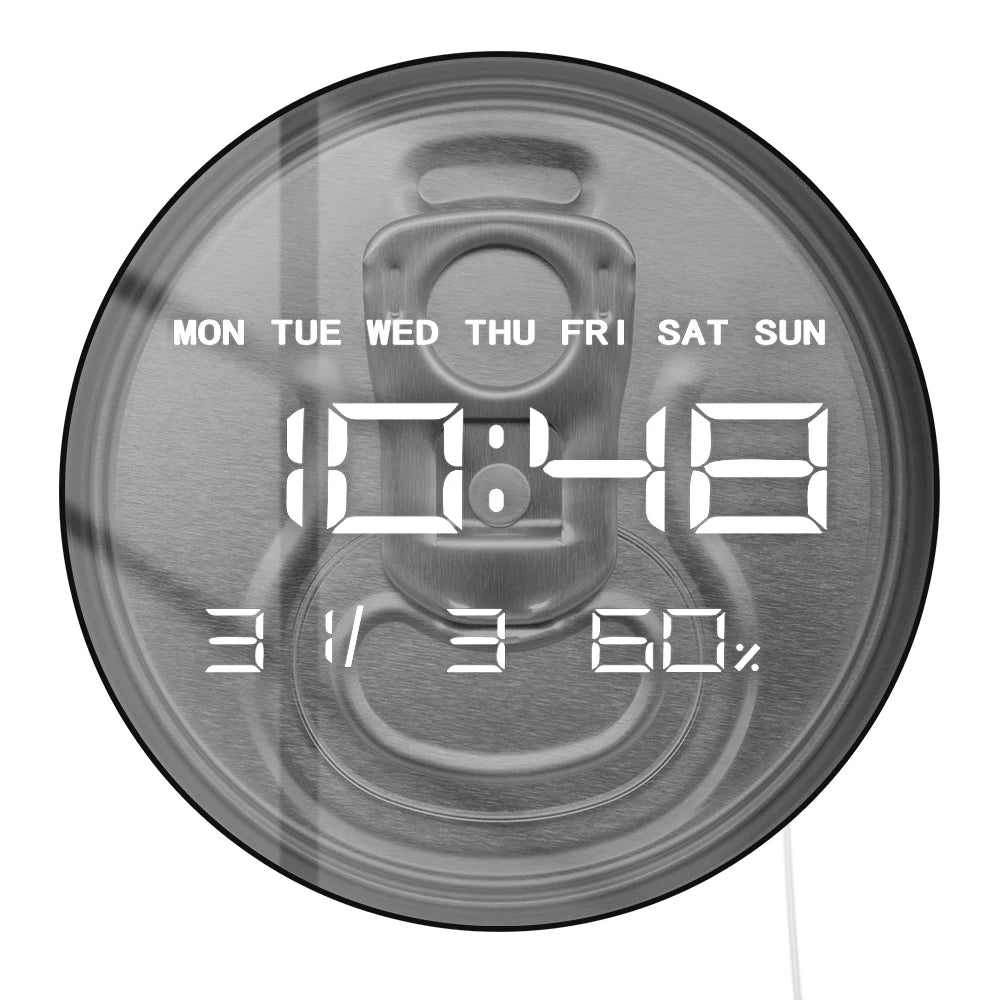 Top View Beer Can Design Large Digital Wall Clock For Home Bar Kitchen Dinning Room Beer Drinker LED Auto-Dimming Wall Clock