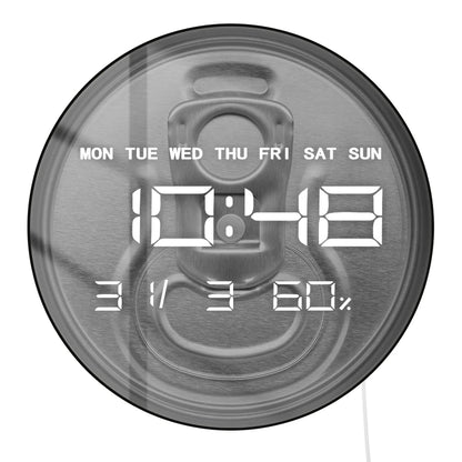 Top View Beer Can Design Large Digital Wall Clock For Home Bar Kitchen Dinning Room Beer Drinker LED Auto-Dimming Wall Clock